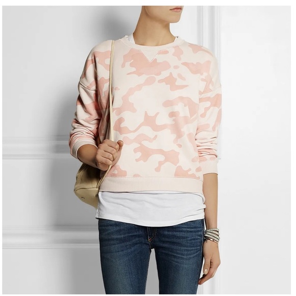 Zoe Karssen Tops - ZOE KARSSEN Pink / Peach Camo Crewneck Sweatshirt
